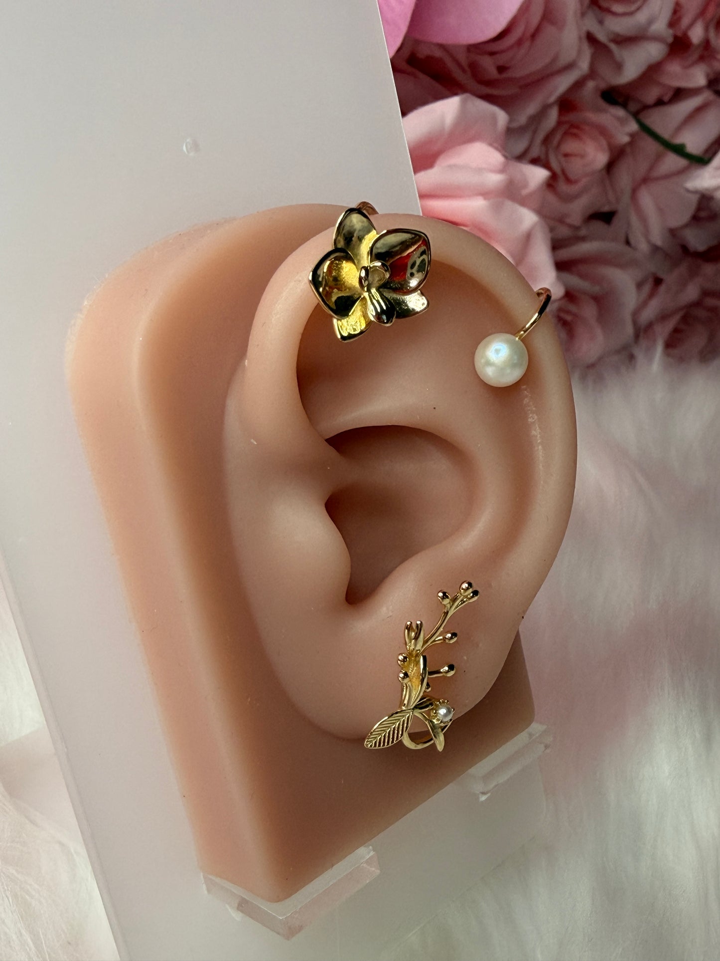 Phalaenopsis Petal Flower Earring Climber- Orchid Fleur Collection