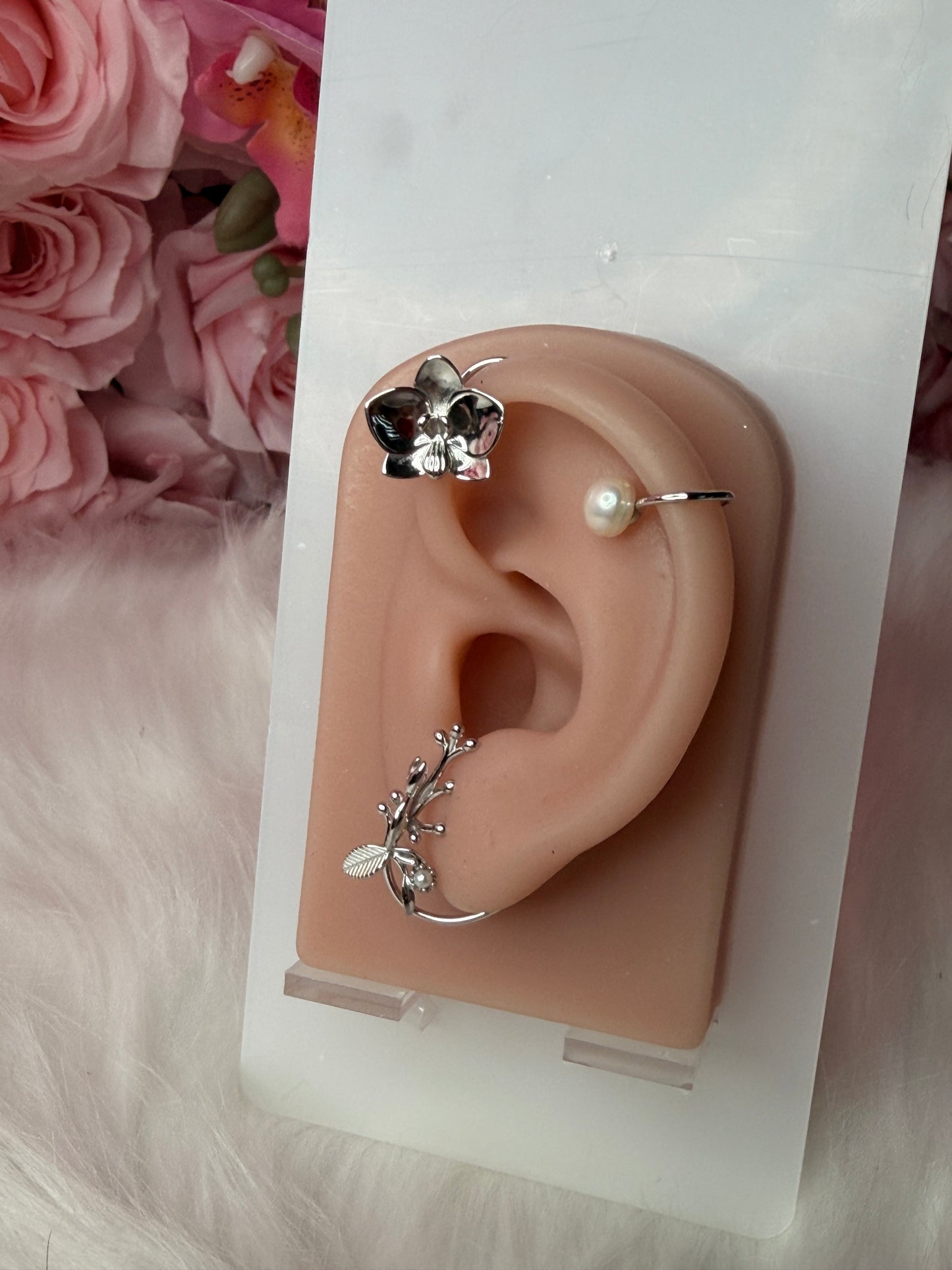 Phalaenopsis Petal Flower Earring Climber- Orchid Fleur Collection