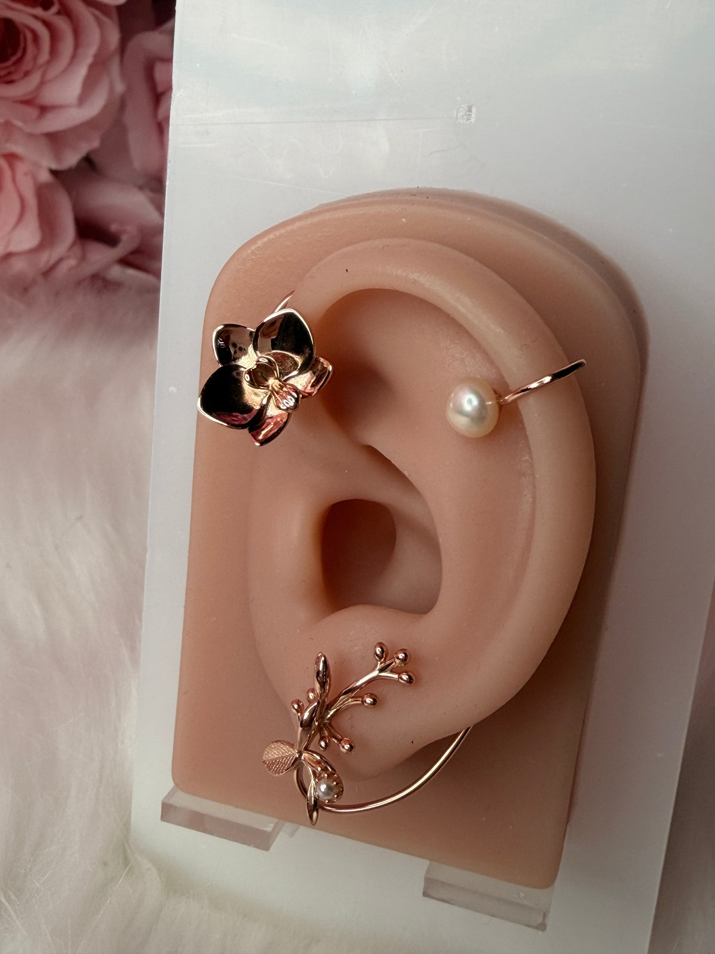 Phalaenopsis Petal Flower Earring Climber- Orchid Fleur Collection