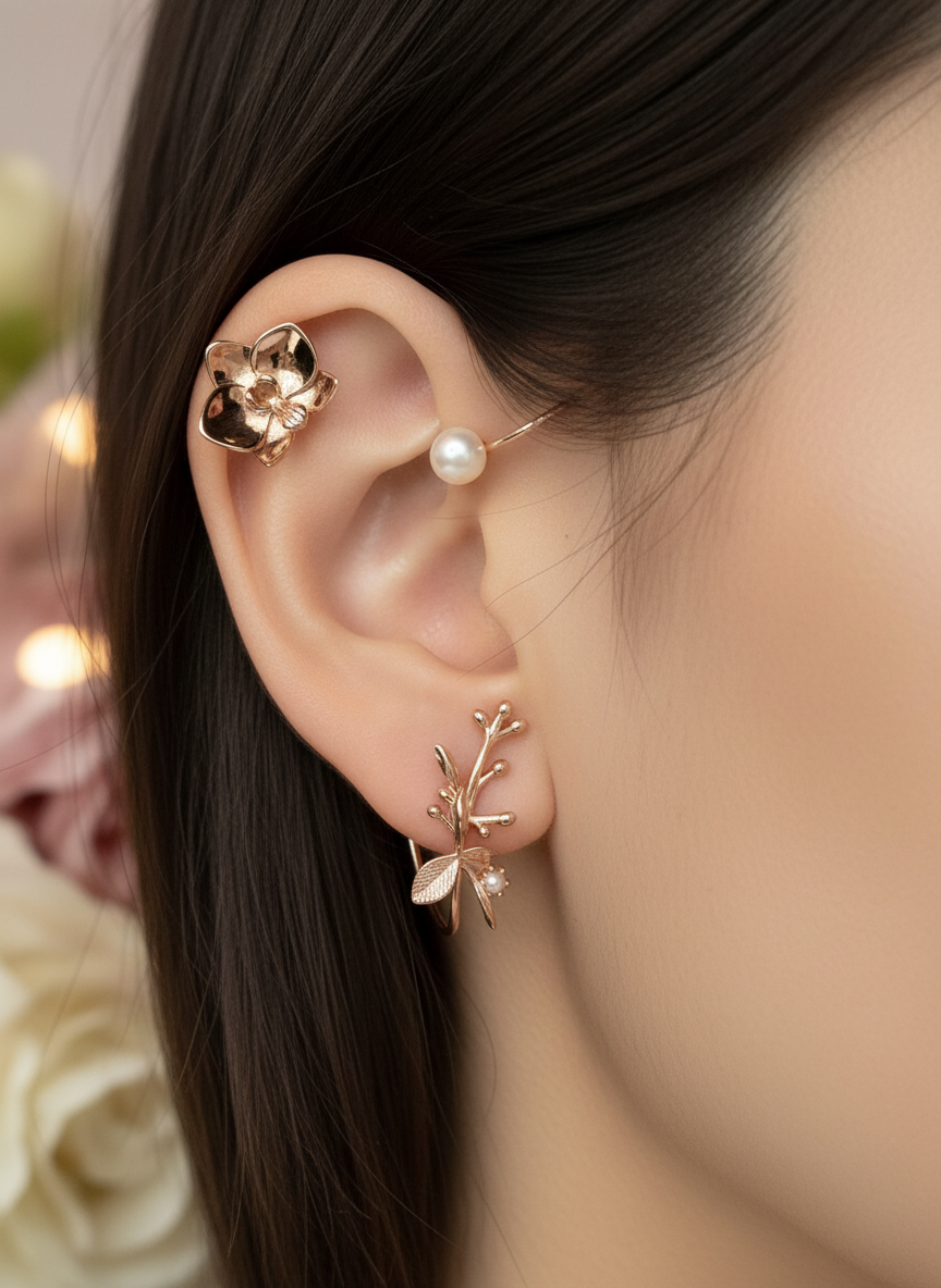 Phalaenopsis Petal Flower Earring Climber- Orchid Fleur Collection