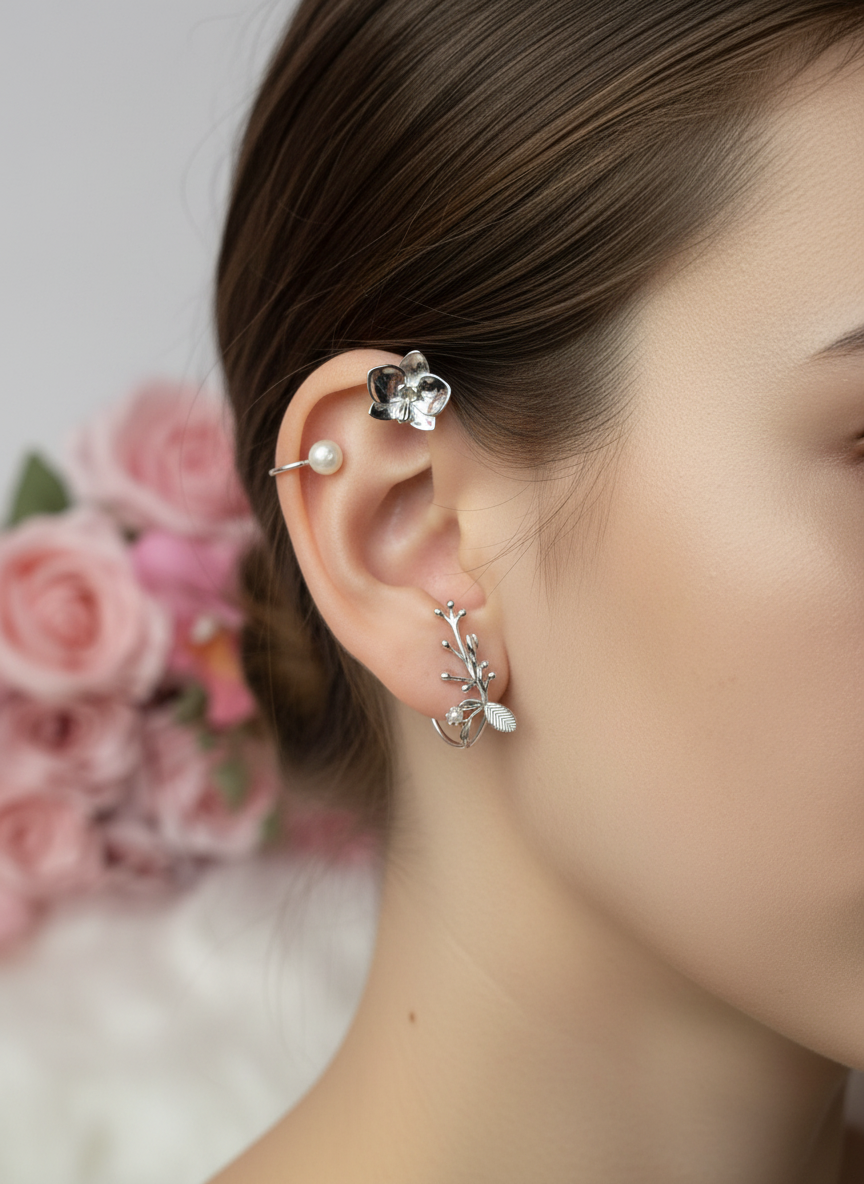 Phalaenopsis Petal Flower Earring Climber- Orchid Fleur Collection