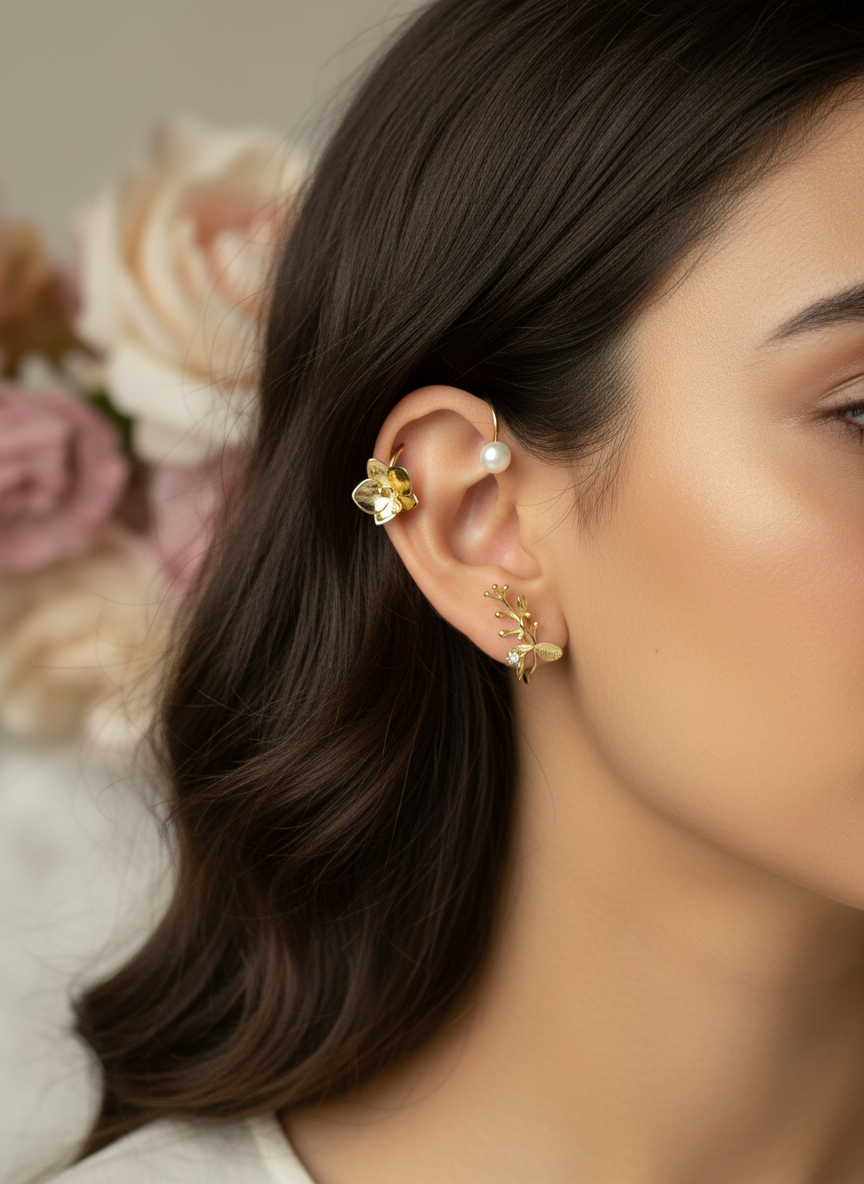 Phalaenopsis Petal Flower Earring Climber- Orchid Fleur Collection