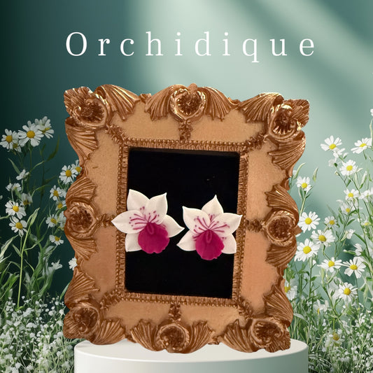 Handmade Orchid Oasis Collection: White and Pink Splash Earrings - Orchidique