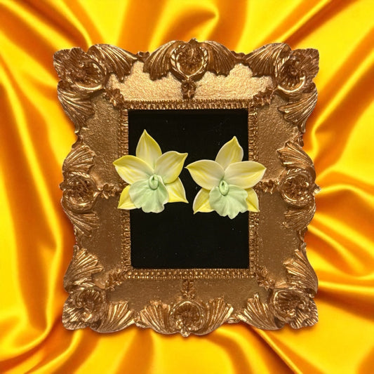 Handmade Orchid Oasis Collection : Yellow Flower Stud Earrings - Orchidique
