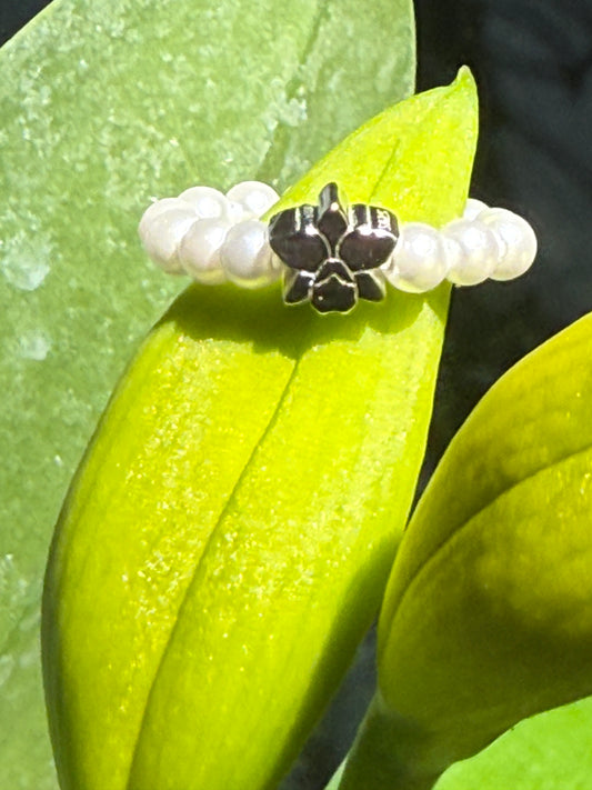Pearl Orchid Ring: Cattleya Stackable Ring