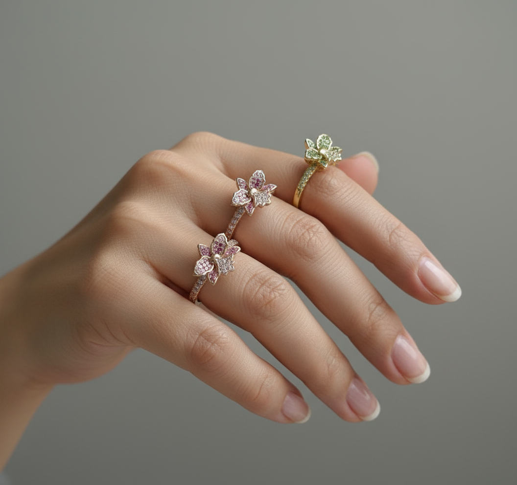 CattaLuisa Collection of Rings- Cattleya Flower Ring