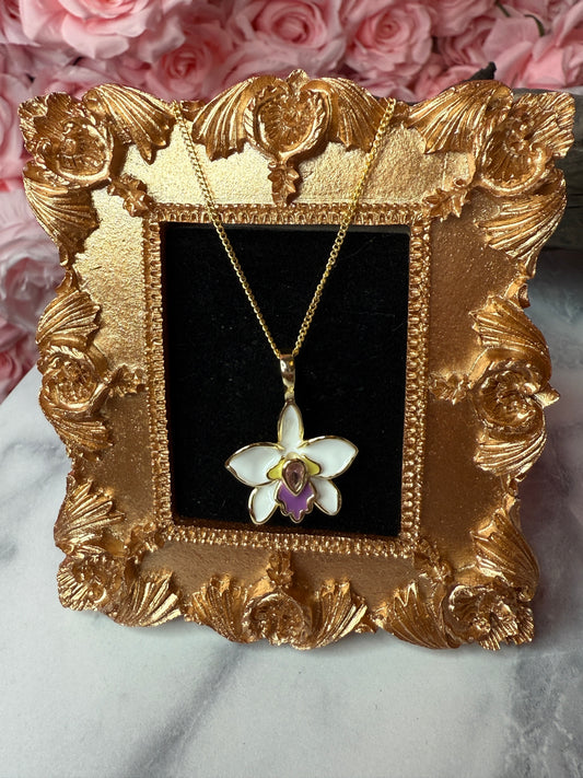 The Violecea Collection: White and Purple Cattleya Orchid Jewelry