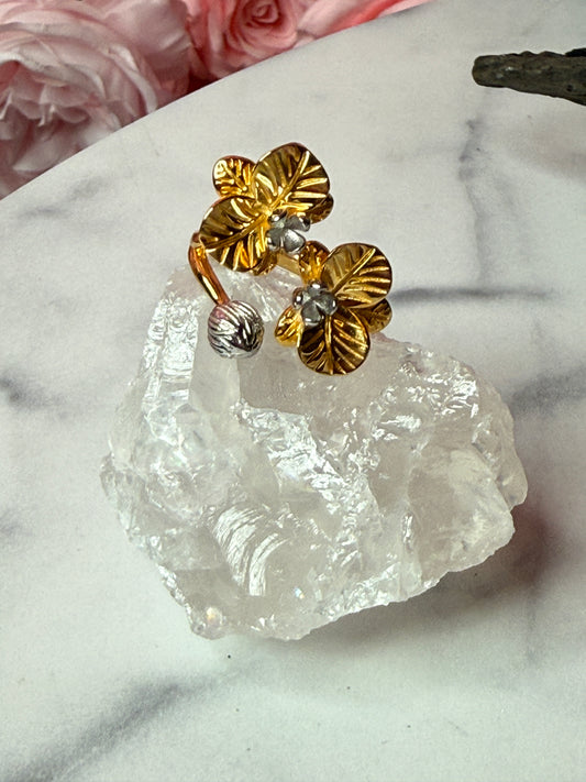 Soul-mate Collection: Gold Phalaenopsis Orchid Flower Ring