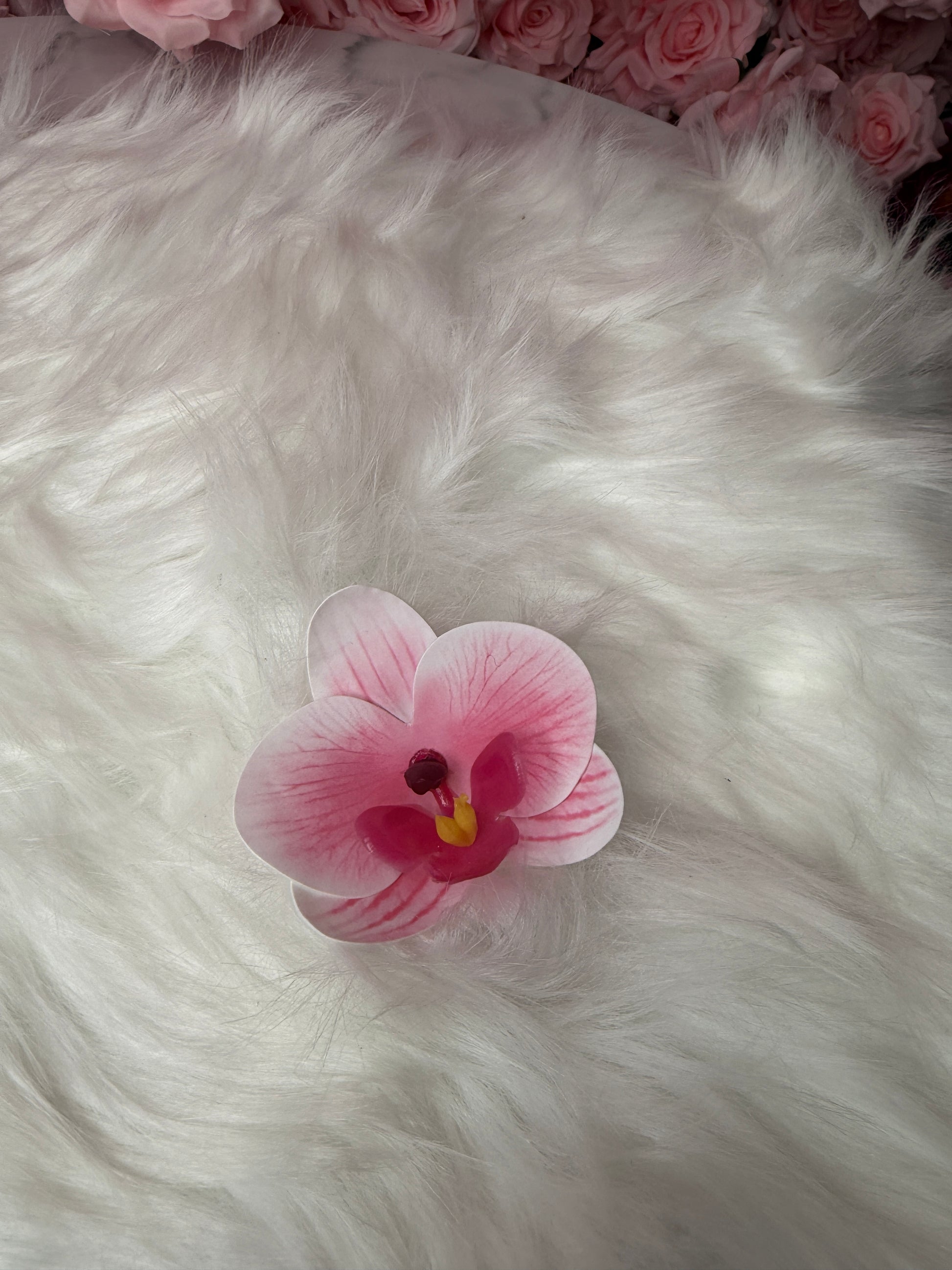Handmade Orchid Hair Clip • Phalaenopsis Pink Splash - Orchidique