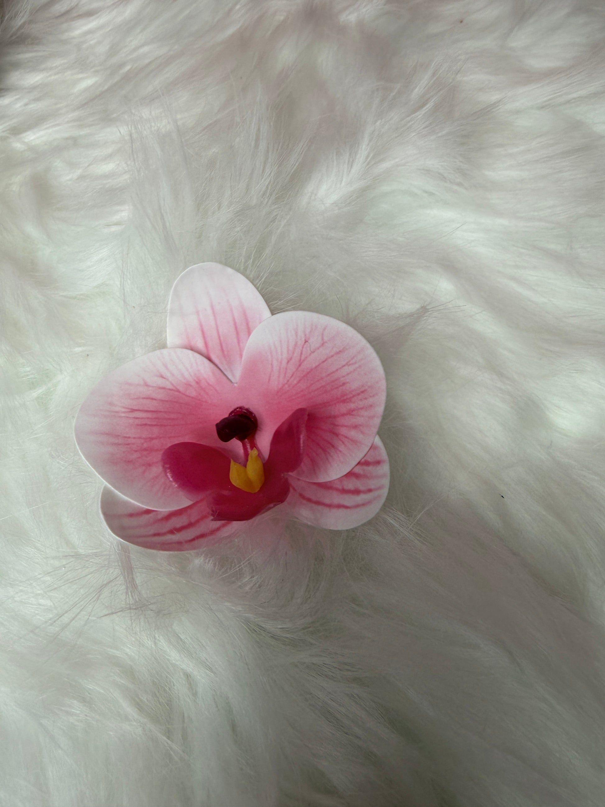 Handmade Orchid Hair Clip • Phalaenopsis Pink Splash - Orchidique