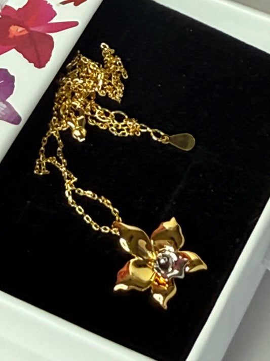 Gold Orchid Necklace  • Sterling Silver Orchid Pendant