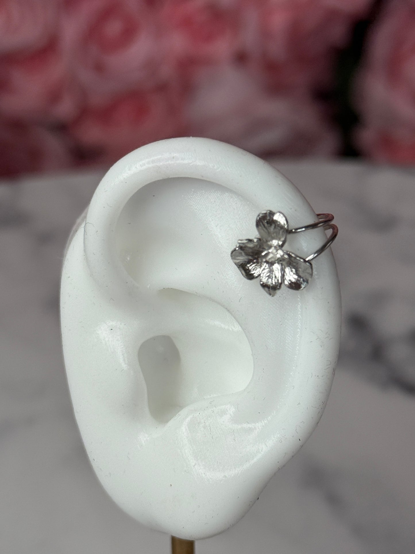 Cattleya Orchid Ear Cuff, Sterling Silver No Piercing Earring