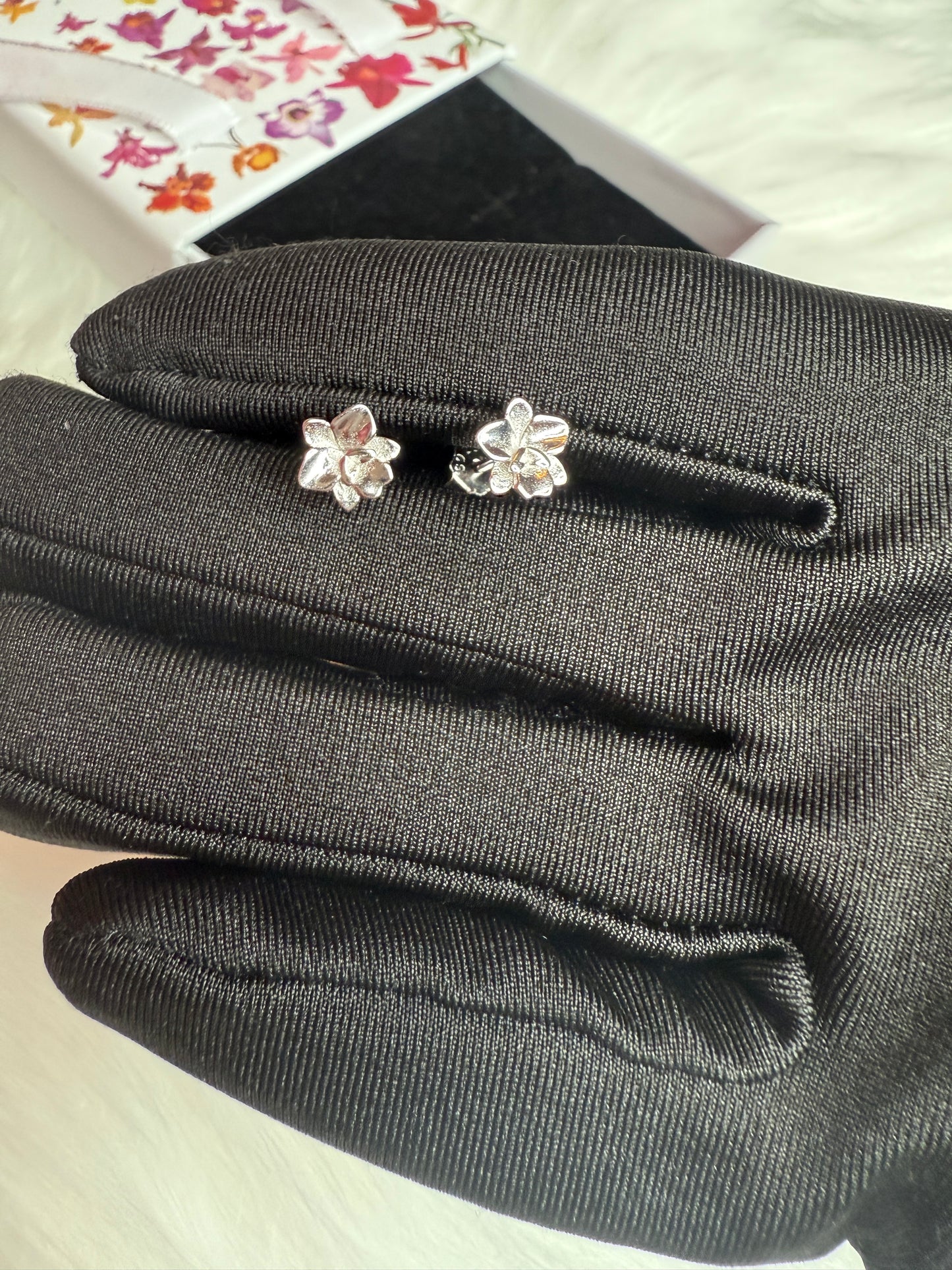 Cattleya Stud Earrings • 3D Orchid Jewelry •  White Gold • Gold • Rose Gold Mini Studs