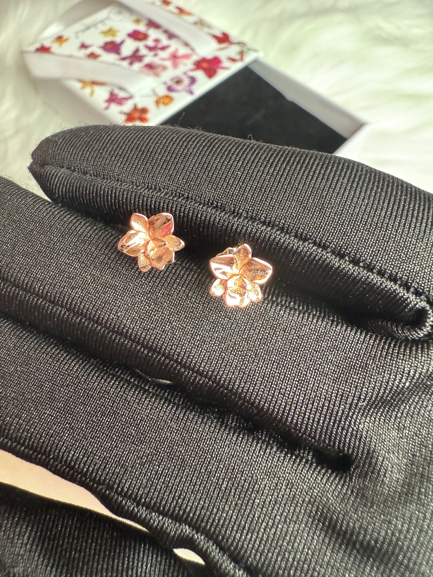 Cattleya Stud Earrings • 3D Orchid Jewelry •  White Gold • Gold • Rose Gold Mini Studs
