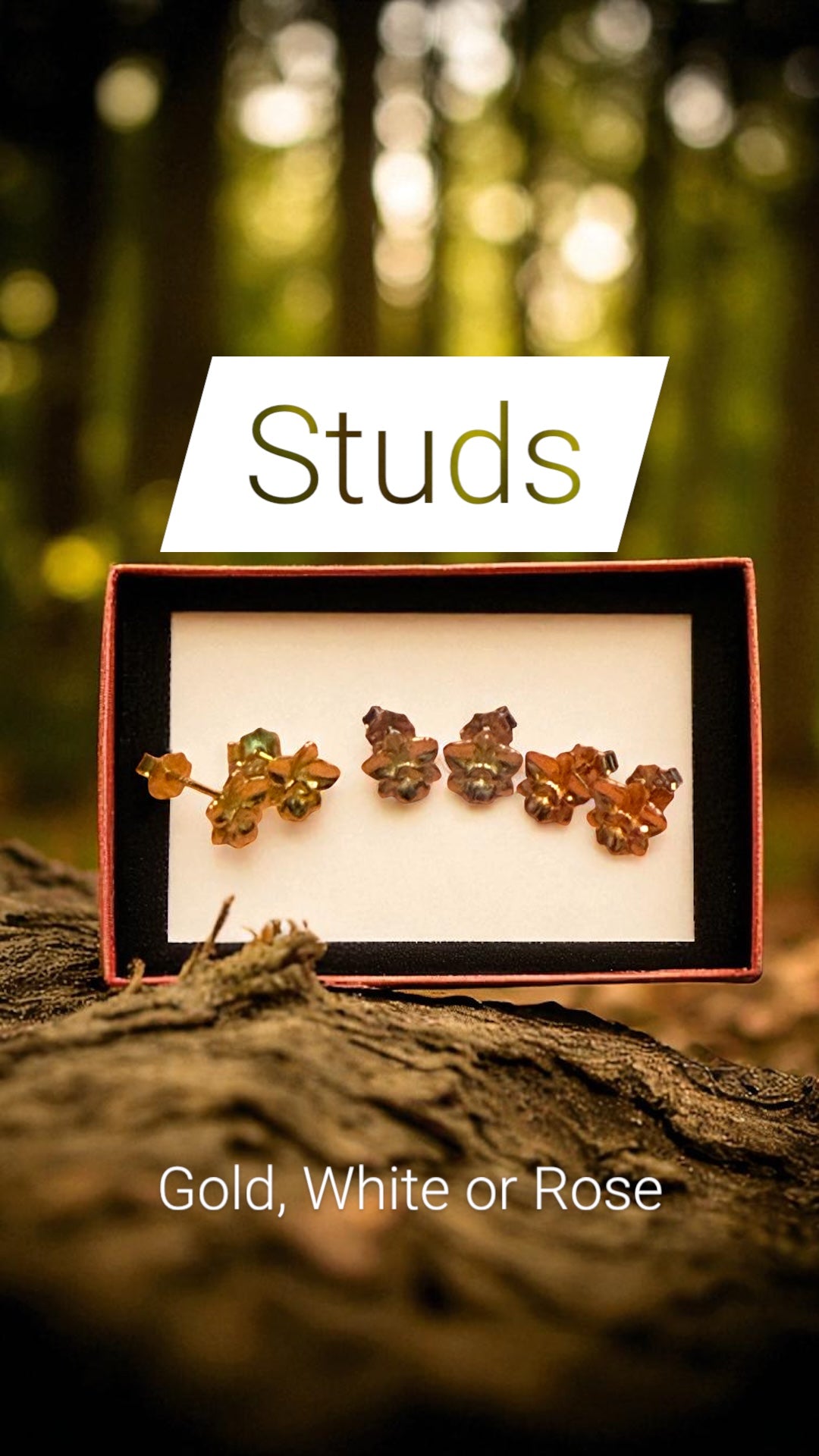 Cattleya Stud Earrings • 3D Orchid Jewelry •  White Gold • Gold • Rose Gold Mini Studs