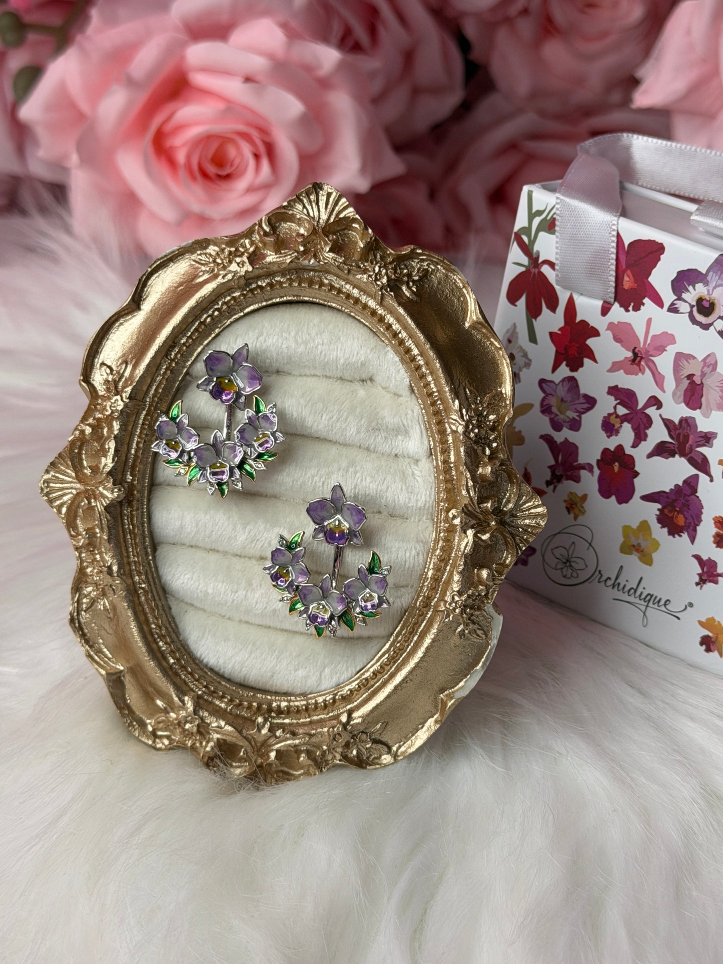 Aloha Orchid Jewelry Collection : Lavender Cattleya Flower Stud with Earring Jacket - Orchidique