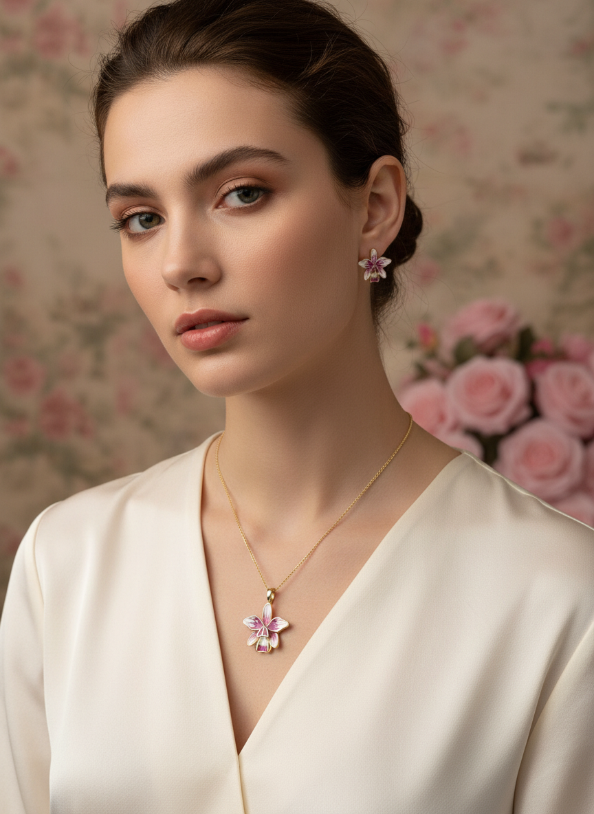 Violacea Collection: Semi Alba Cattleya Violacea Rubrea -inspired • Joyería de Orquídeas - Orchidique