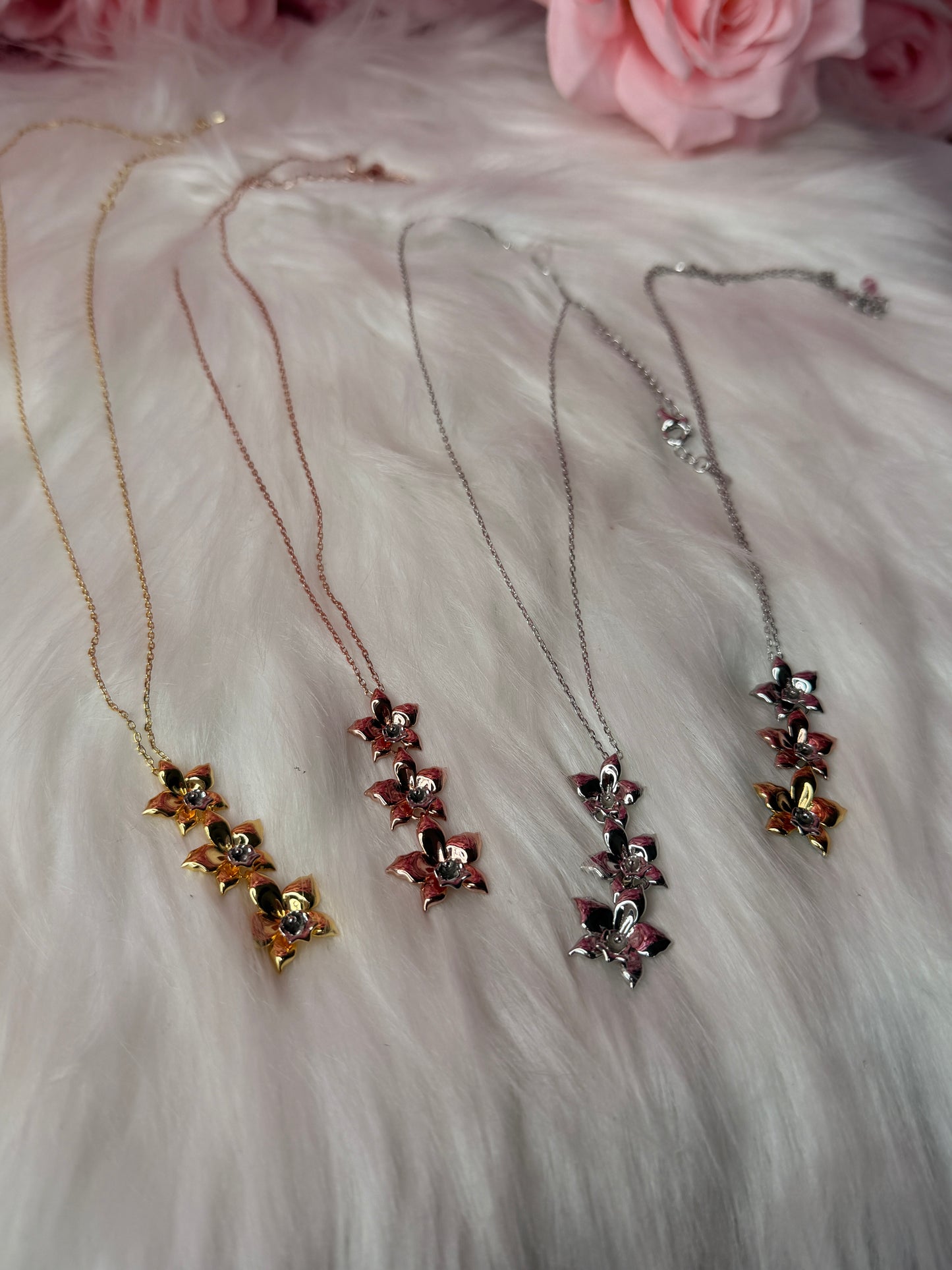 Aloha Cascading Orchid Jewelry Necklace - Orchidique