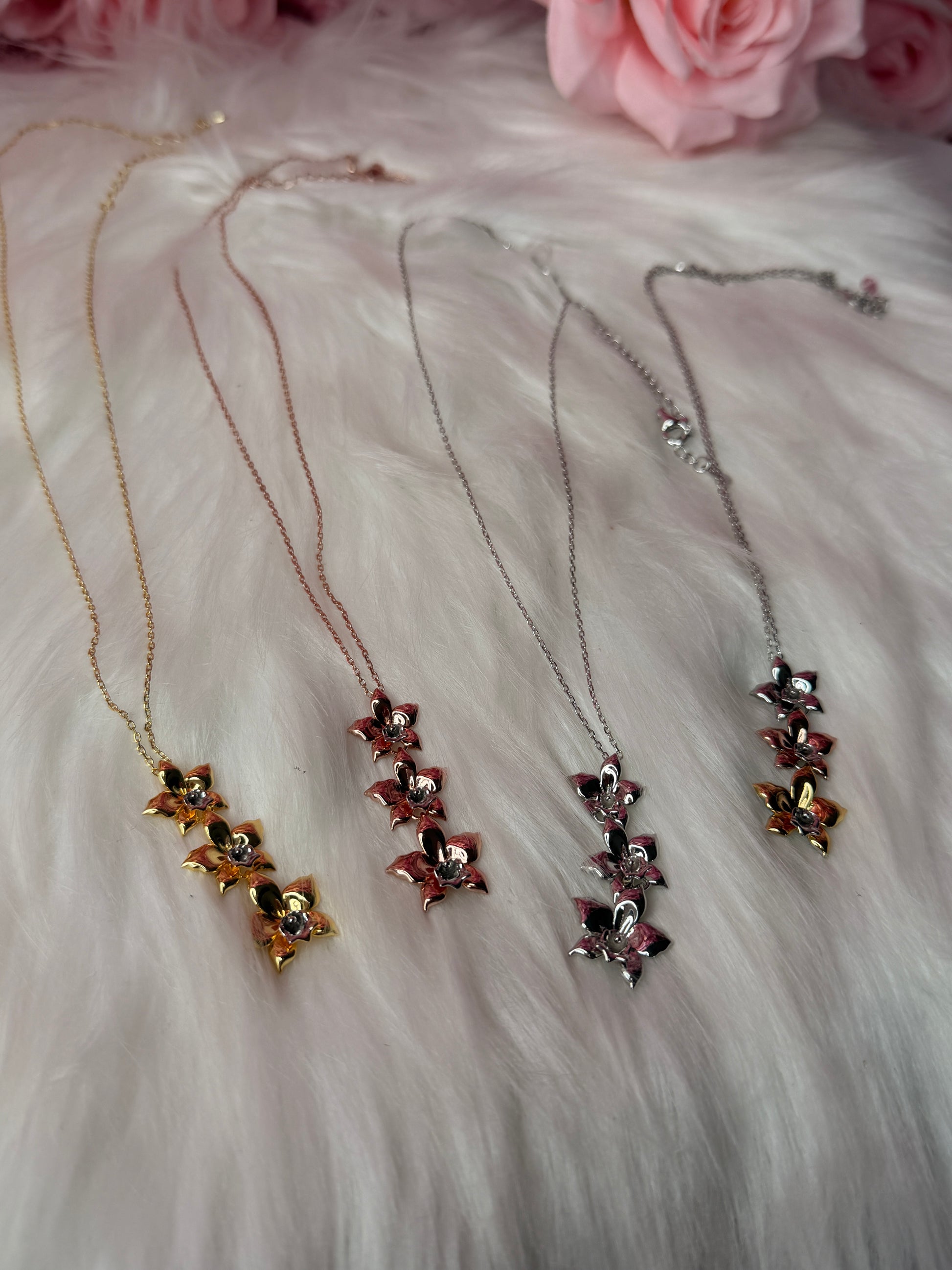 Aloha Cascading Orchid Jewelry Necklace - Orchidique