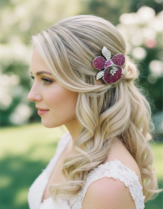 Orchid Hair Clip with Rhinestones Pink - Orchidique