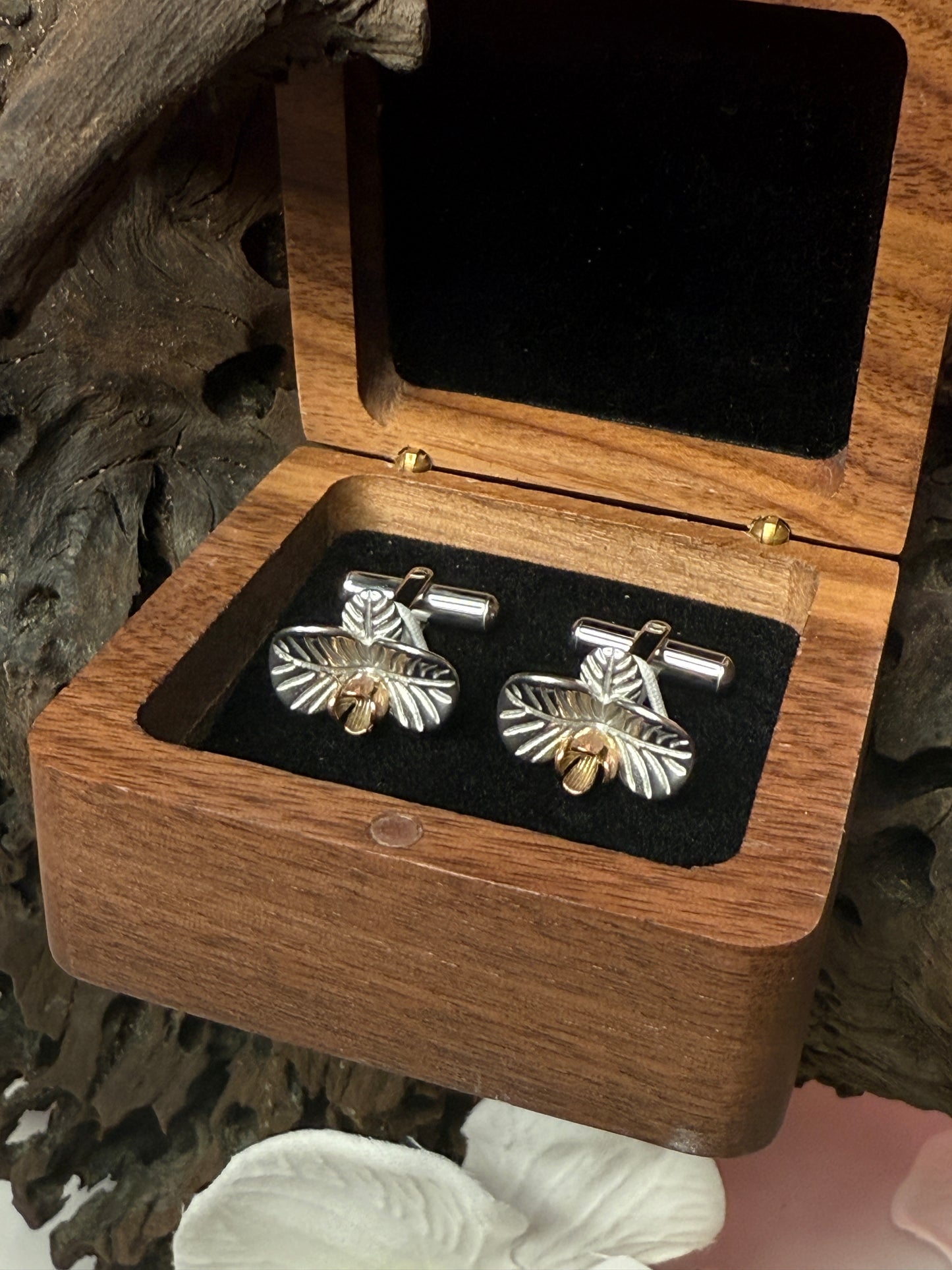 Stainless Steel Orchid Cufflinks