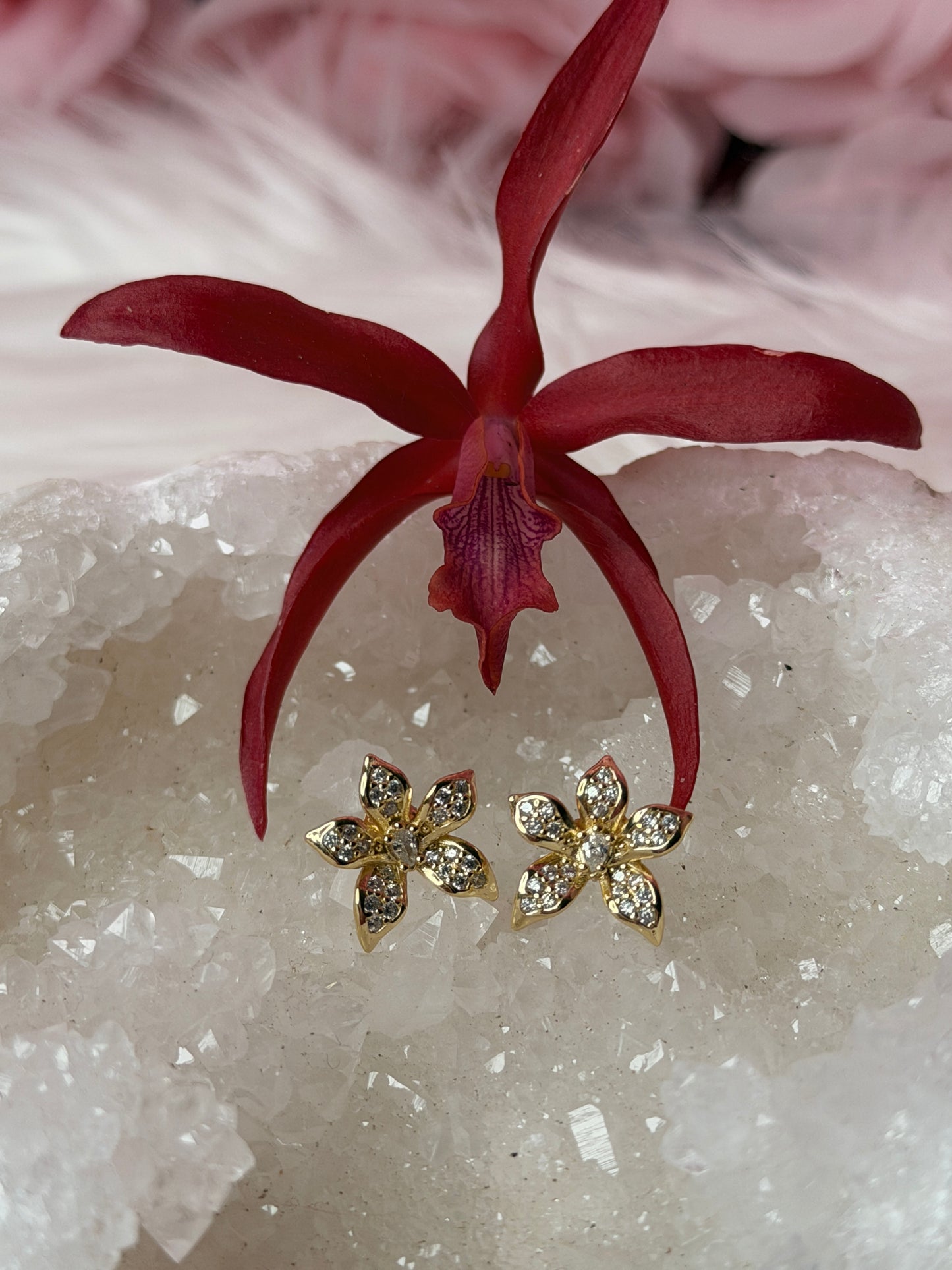 La Brillosa Cattleya Collection: Orchid Stud Earrings - Orchidique