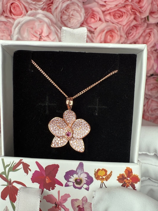 Shimmer me Phalaenopsis Collection • Rose Gold with Pink Zircons Orchid Jewelry