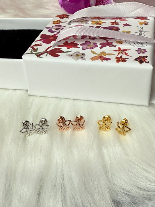 Dainty Orchid Earrings: Cattleya Earrings, Orchid Earrings Studs, Sterling Silver Orchid Post Earrings •
