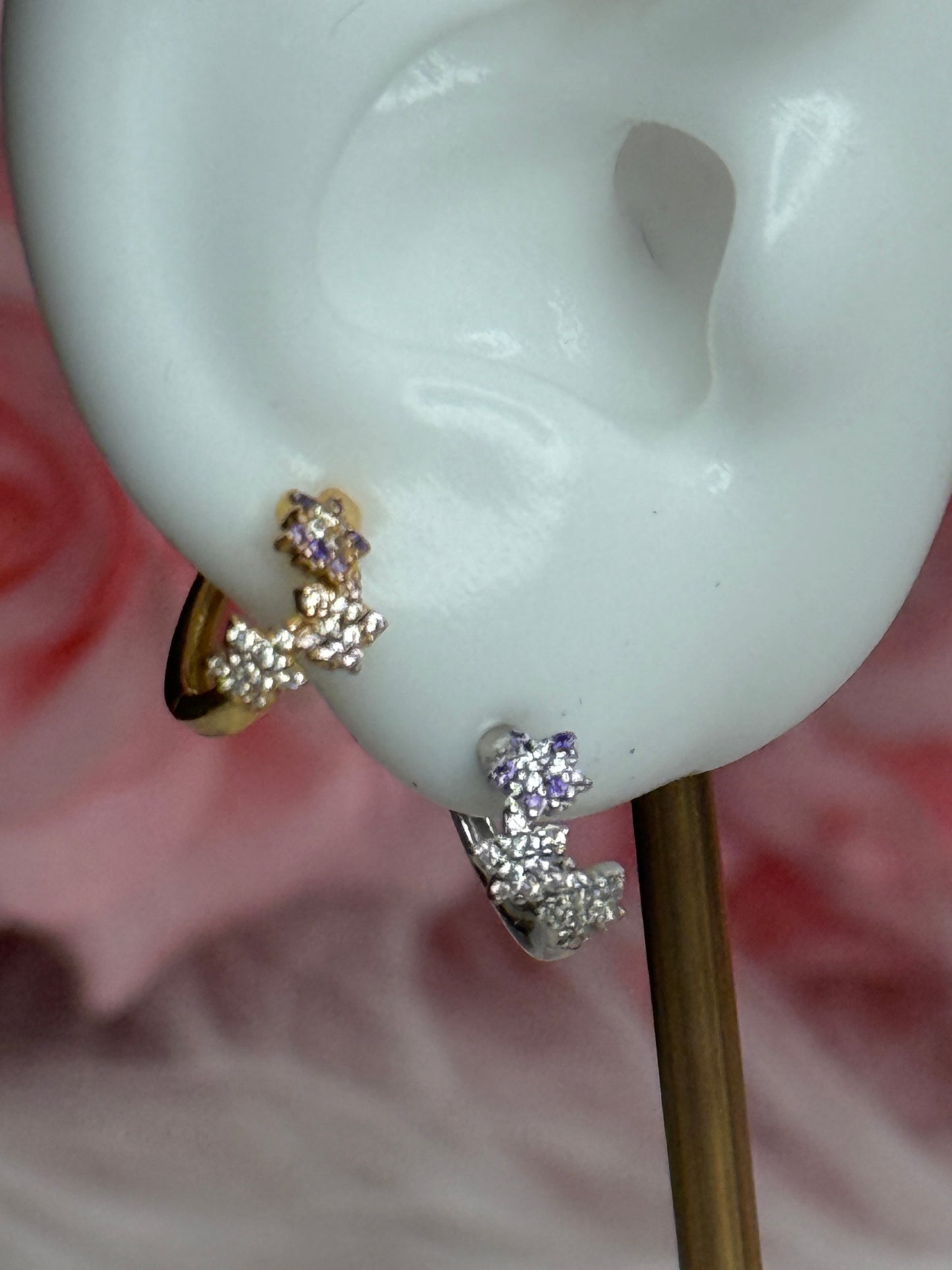 Signature Gold Plated Cattleya Huggie Hoops: Dainty Floral Cluster Earrings