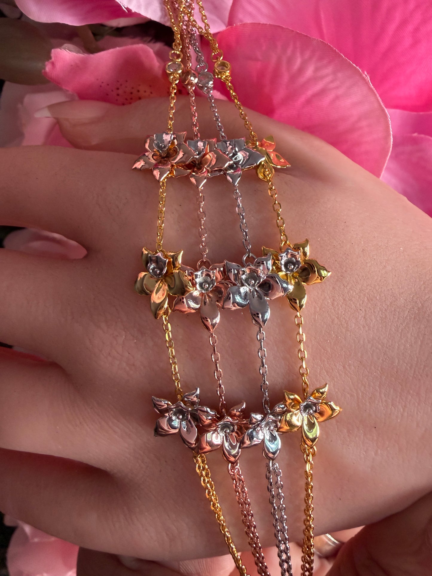 Aloha Aerial Collection • Orchid Hand Ring Chain Bracelet • Slave Bracelet Orchid Jewelry - Orchidique