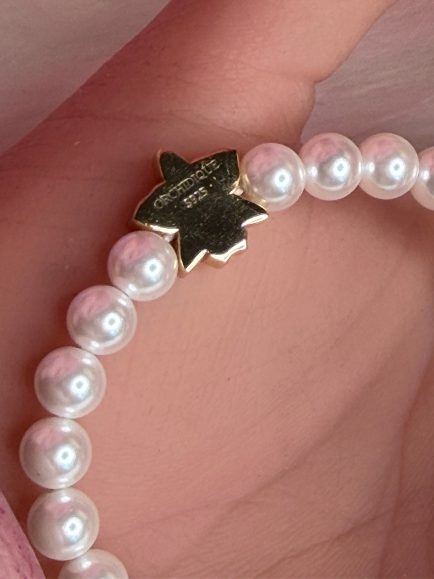 Cattleya Orchid Pearl Bracelet - Orchidique