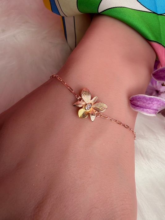 Dendrobium Orchid Bracelet : Two Tone Rose Gold Plated - Orchidique