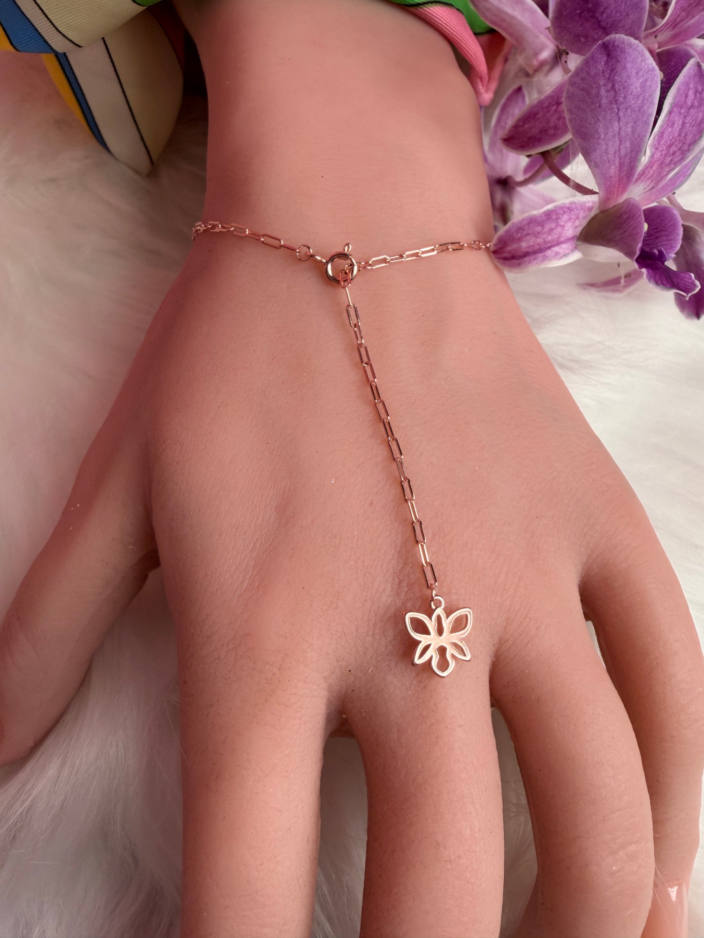 Dendrobium Orchid Bracelet : Two Tone Rose Gold Plated - Orchidique