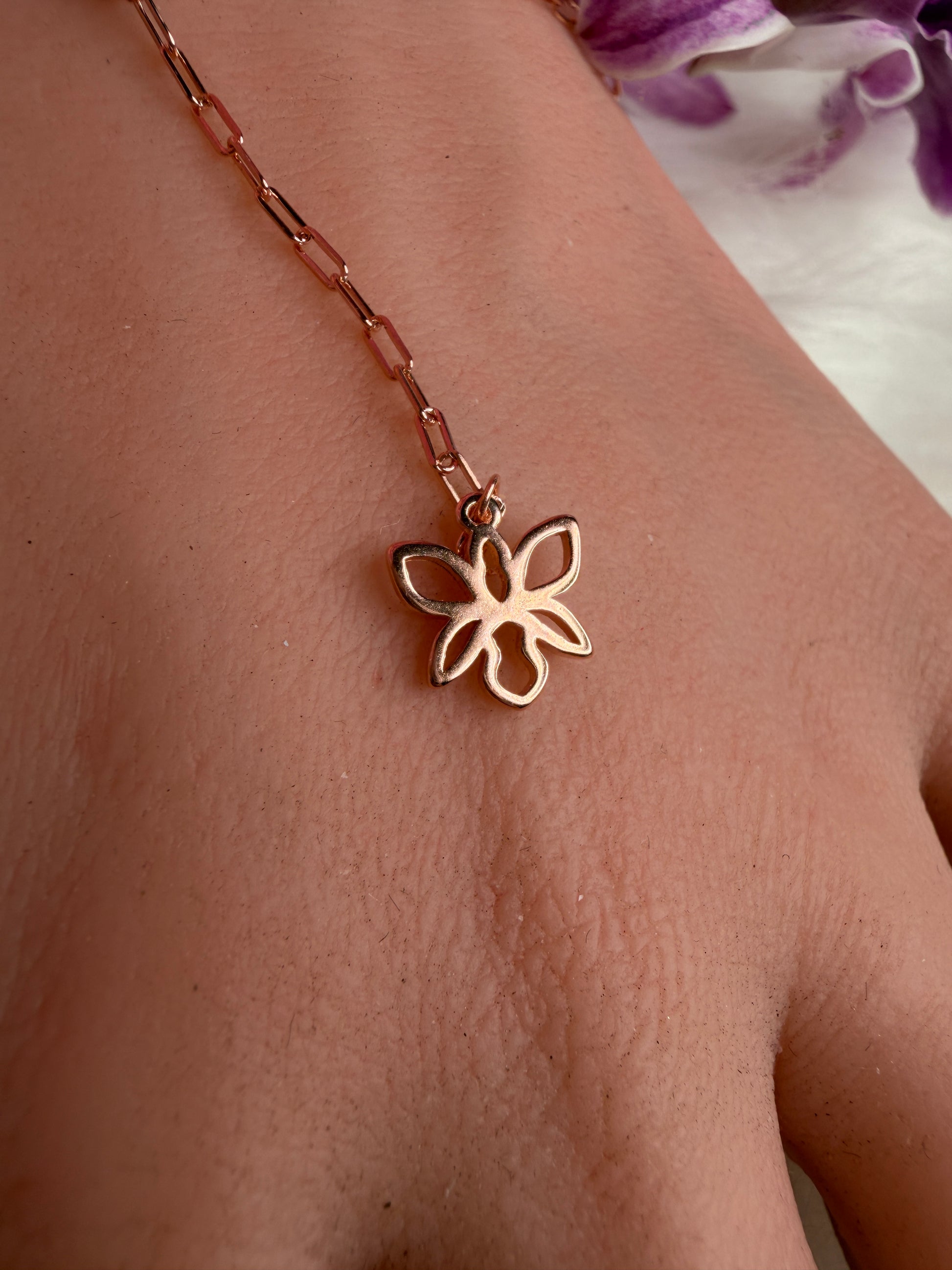 Dendrobium Orchid Bracelet : Two Tone Rose Gold Plated - Orchidique