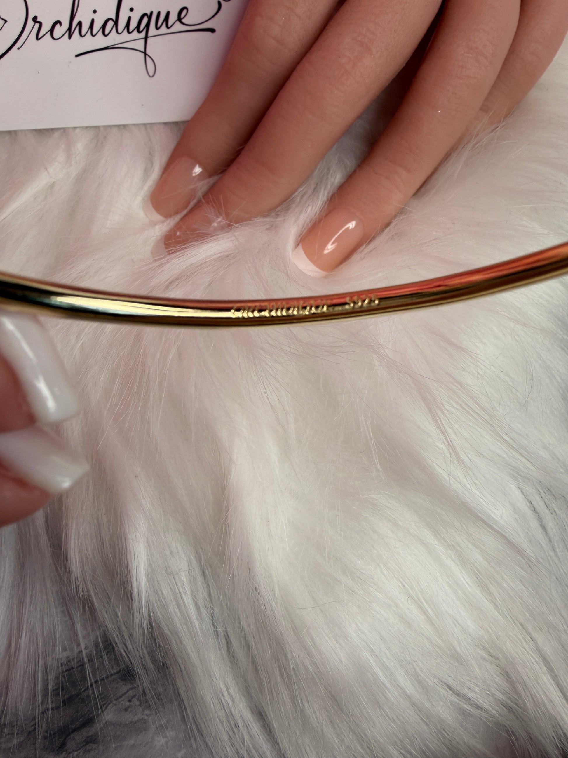 Shimmer me Dendrobium Gold Tone Orchid Bangle - Orchidique