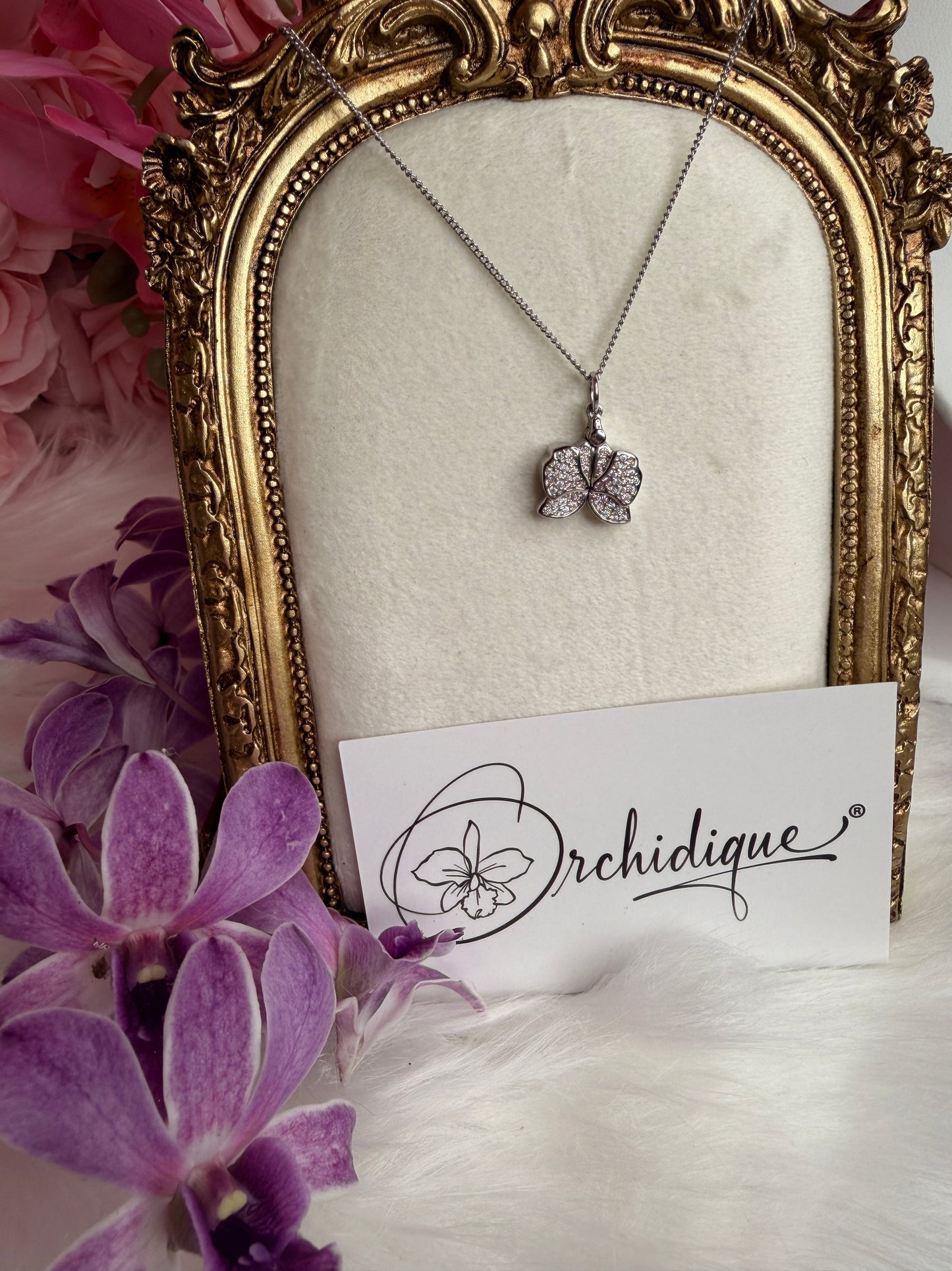 The Locket Collection: Dendrobium Gold 14k Orchid Locket Pendant Necklace –"I Love You," "Te Amo," or "Je T'aime" - Orchidique