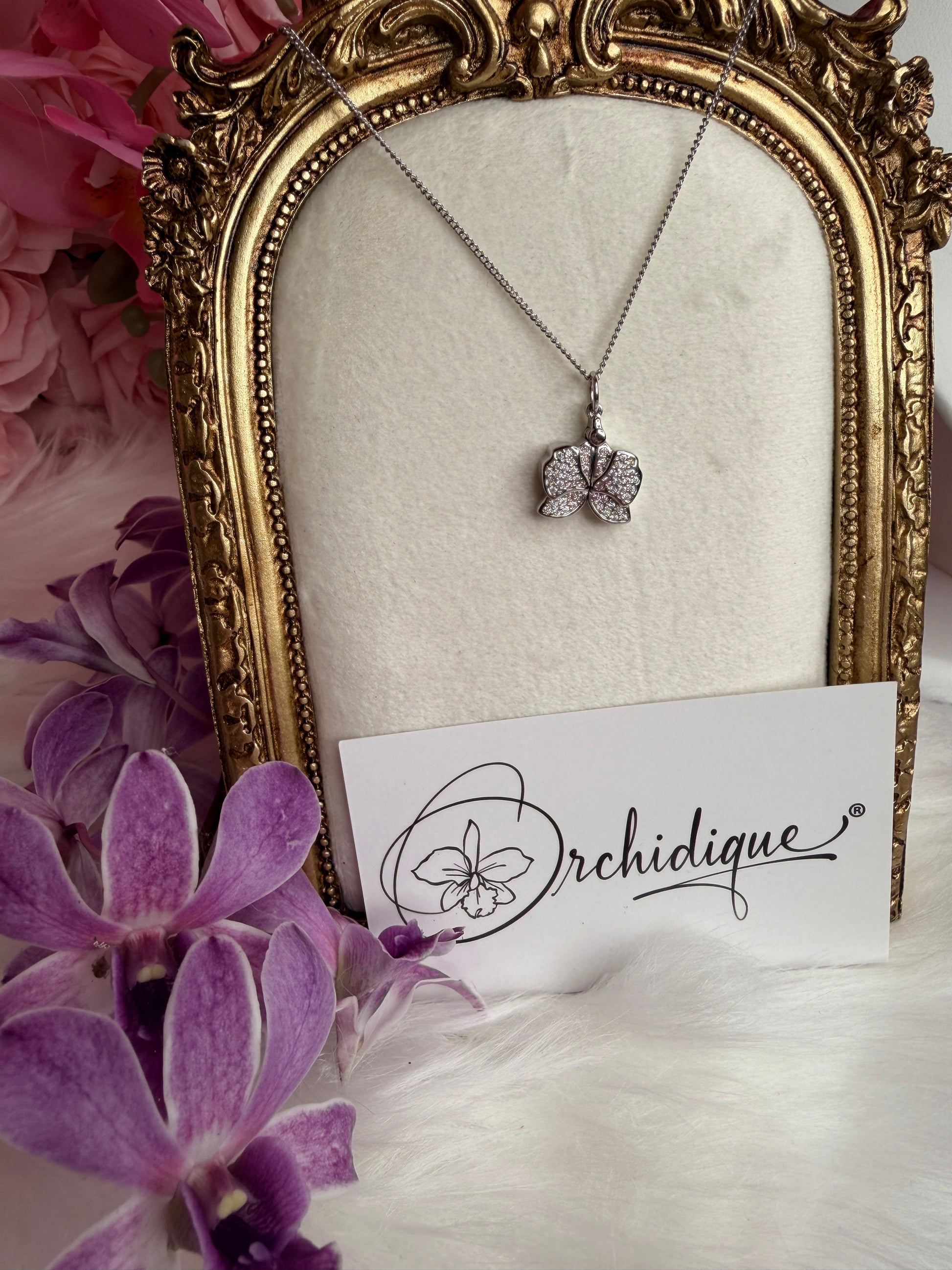 The Locket Collection: Dendrobium Gold 14k Orchid Locket Pendant Necklace –"I Love You," "Te Amo," or "Je T'aime" - Orchidique