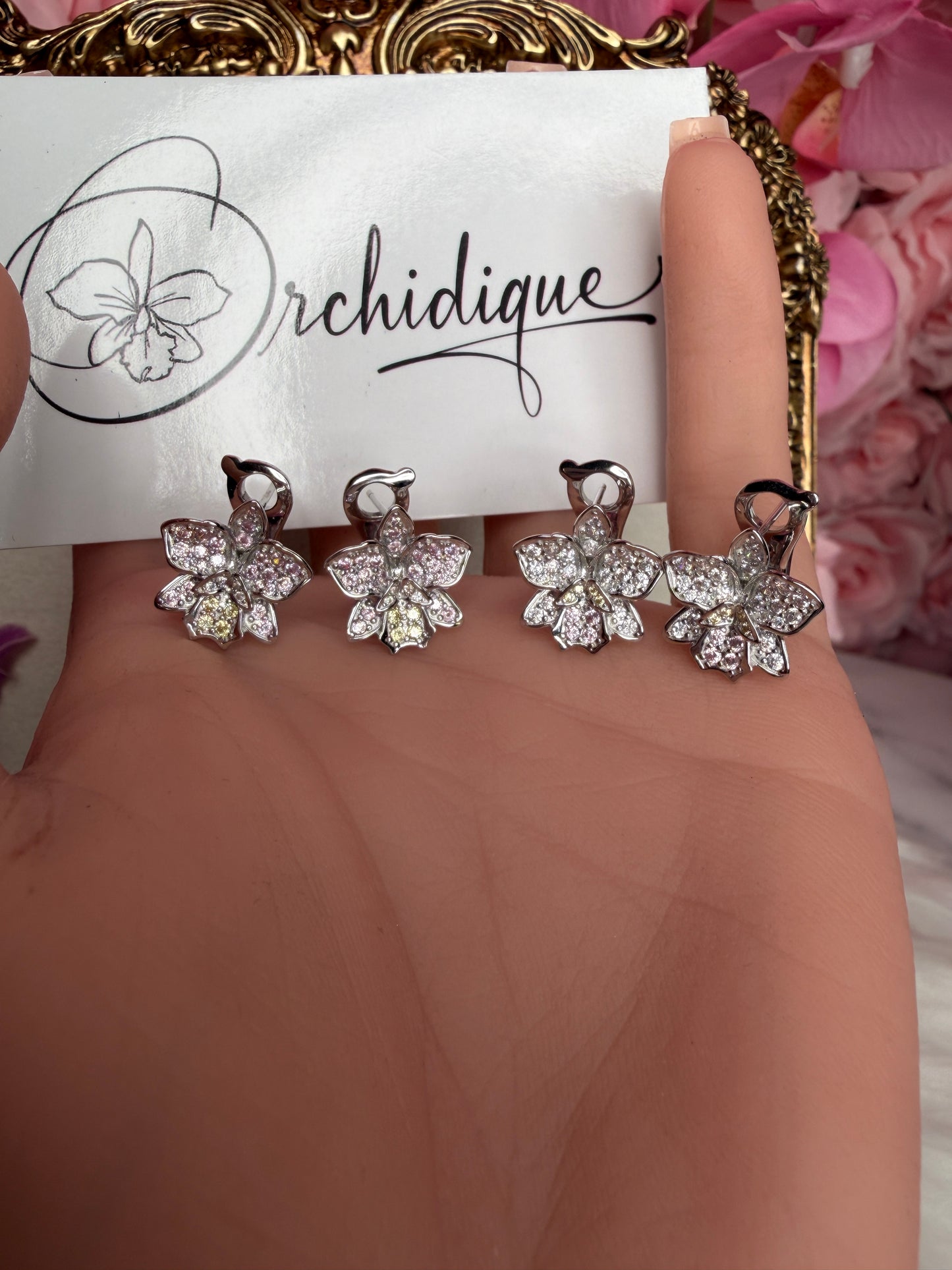 Shimmer Me Hawaiian Cattleya Earrings - Orchidique