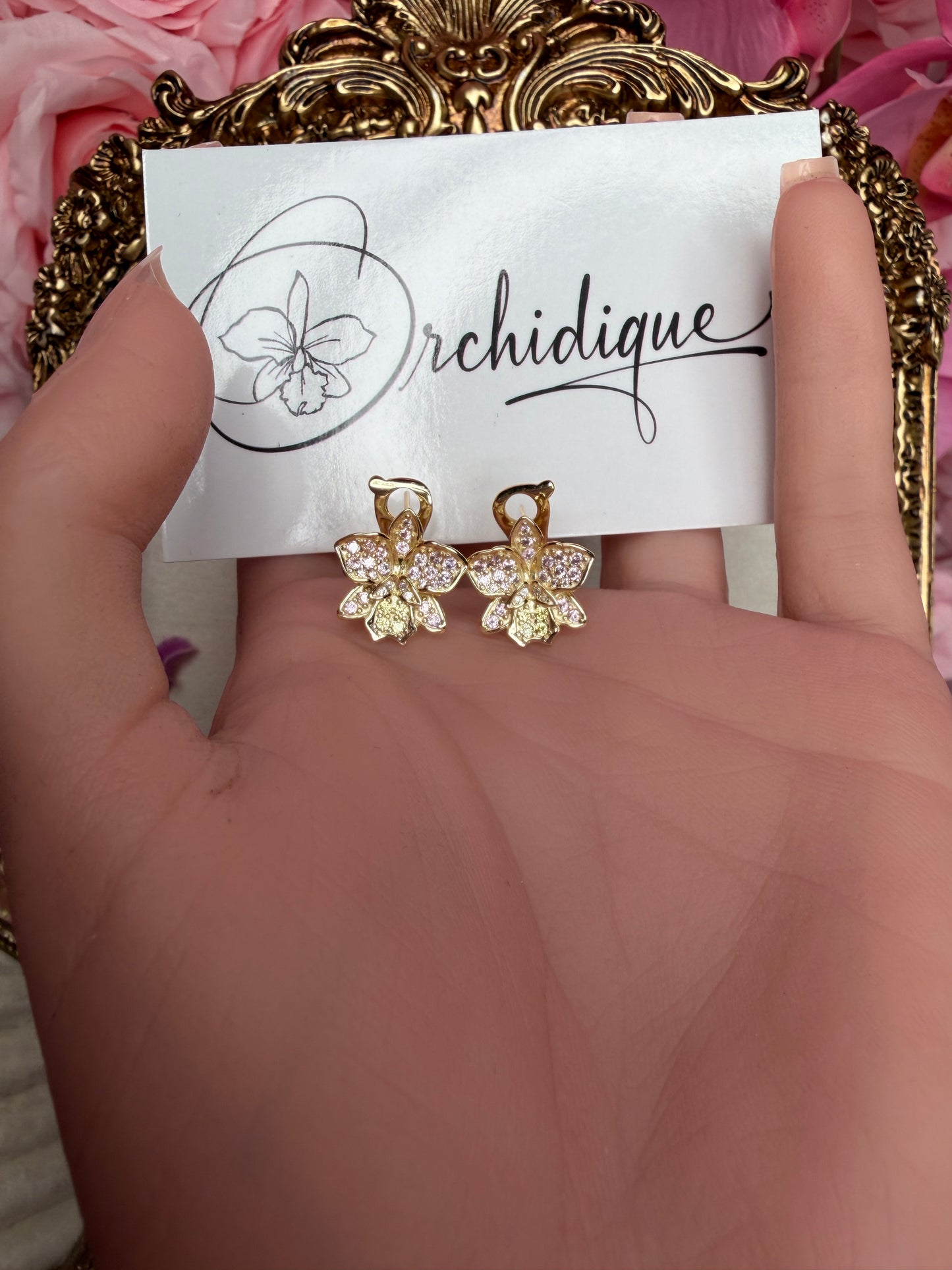 Shimmer Me Hawaiian Cattleya Earrings - Orchidique