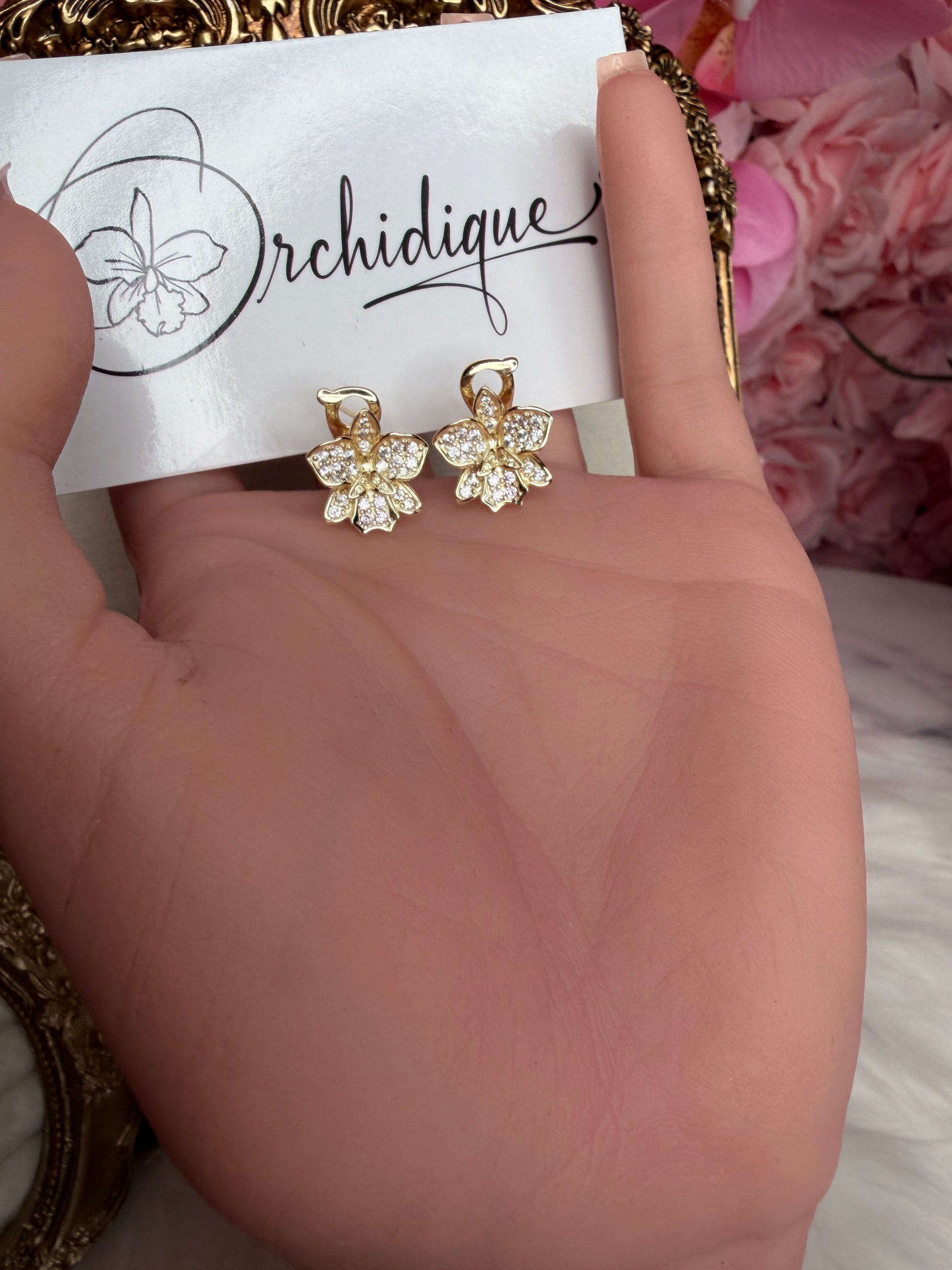 Shimmer Me Hawaiian Cattleya Earrings - Orchidique