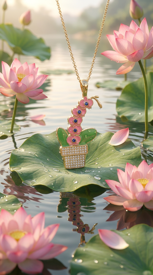 Orchid Potsy Collection: Pink Phalaenopsis Necklace - Orchidique