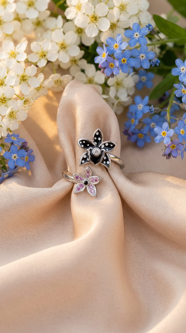 Soul-mate Collection: Polka Dot Cattleya Orchid Flower Ring - Orchidique