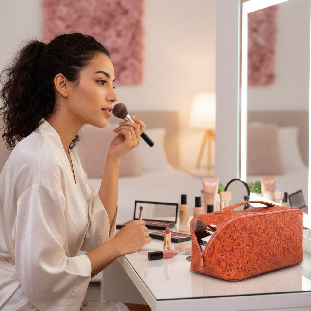 Orchidique Cognac Cattleya Cosmetic Bag 🌸 - Orchidique