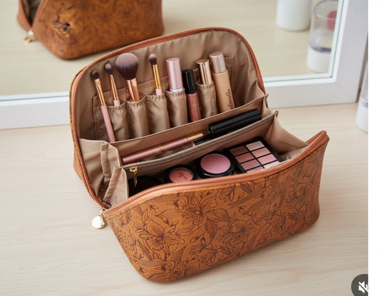 Orchidique Cognac Cattleya Cosmetic Bag 🌸