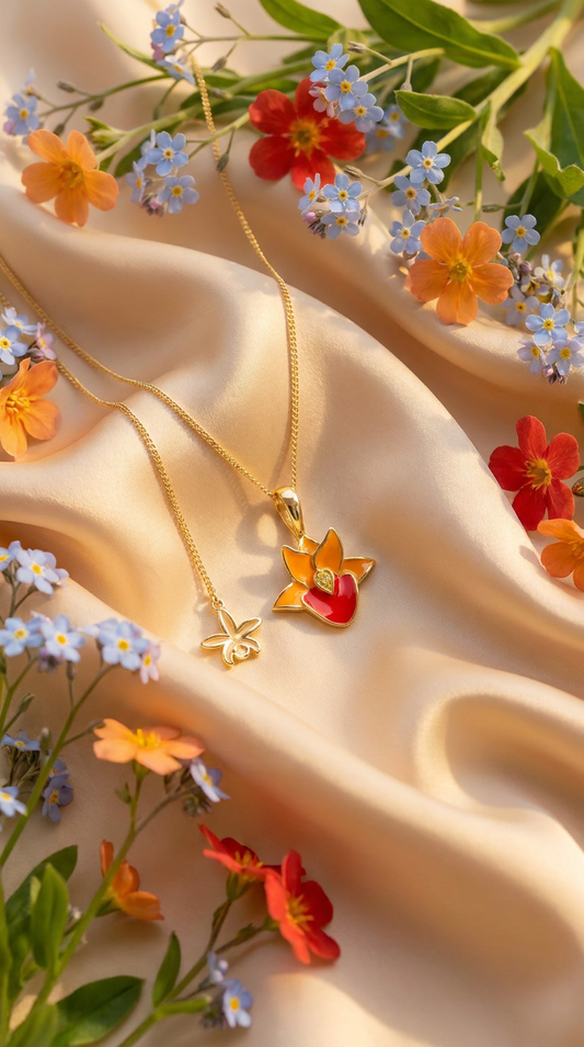 Catasetum Orange Taiwan Orchid Jewelry Set
