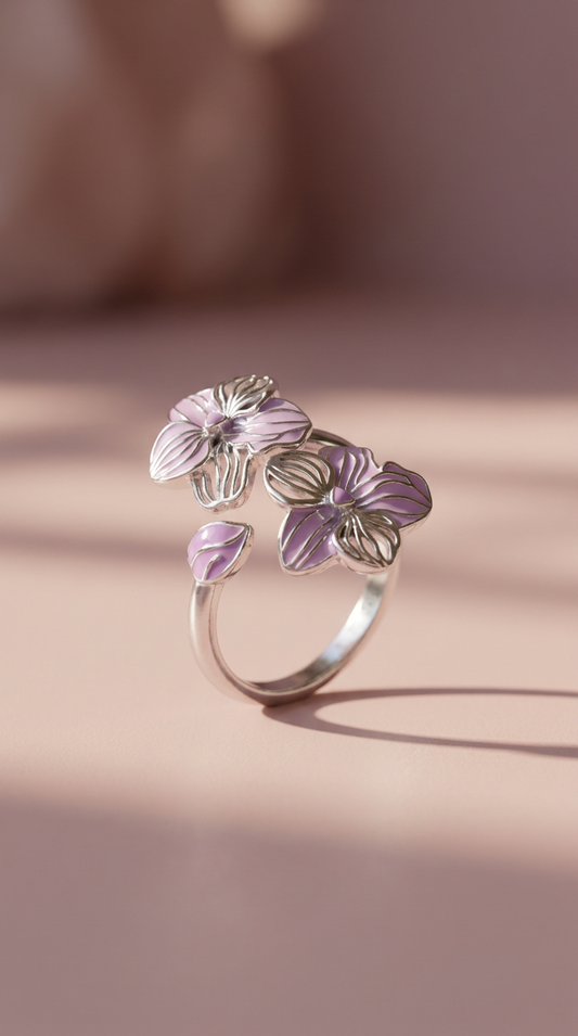 Soul-mate Collection: Lavendar Vanda Orchid Flower Ring