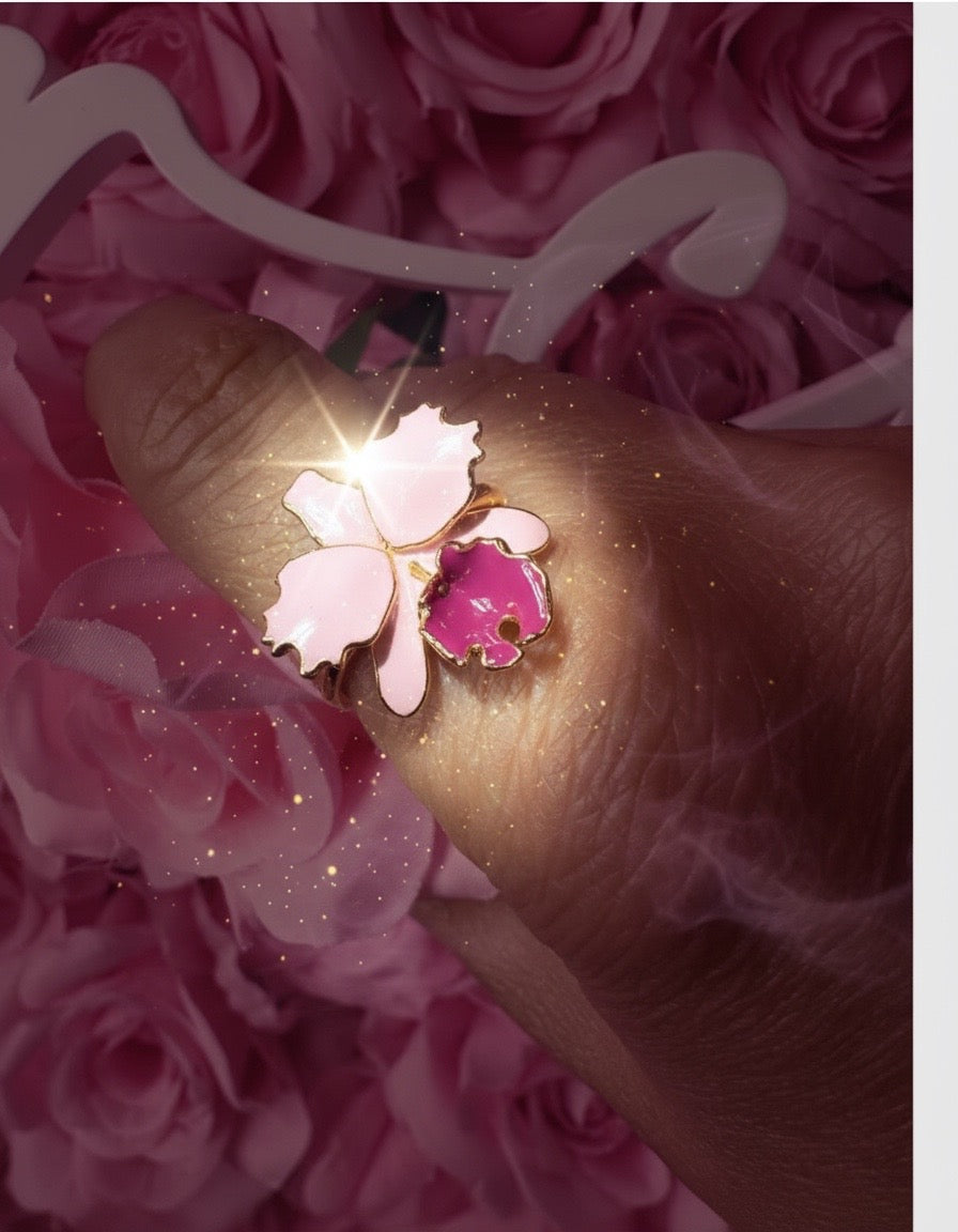 Drama Collection: Pink Cattleya Dowiana Orchid Ring - Orchidique