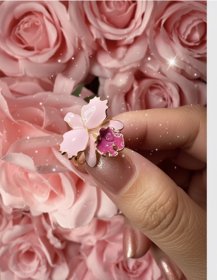 Drama Collection: Pink Cattleya Dowiana Orchid Ring - Orchidique