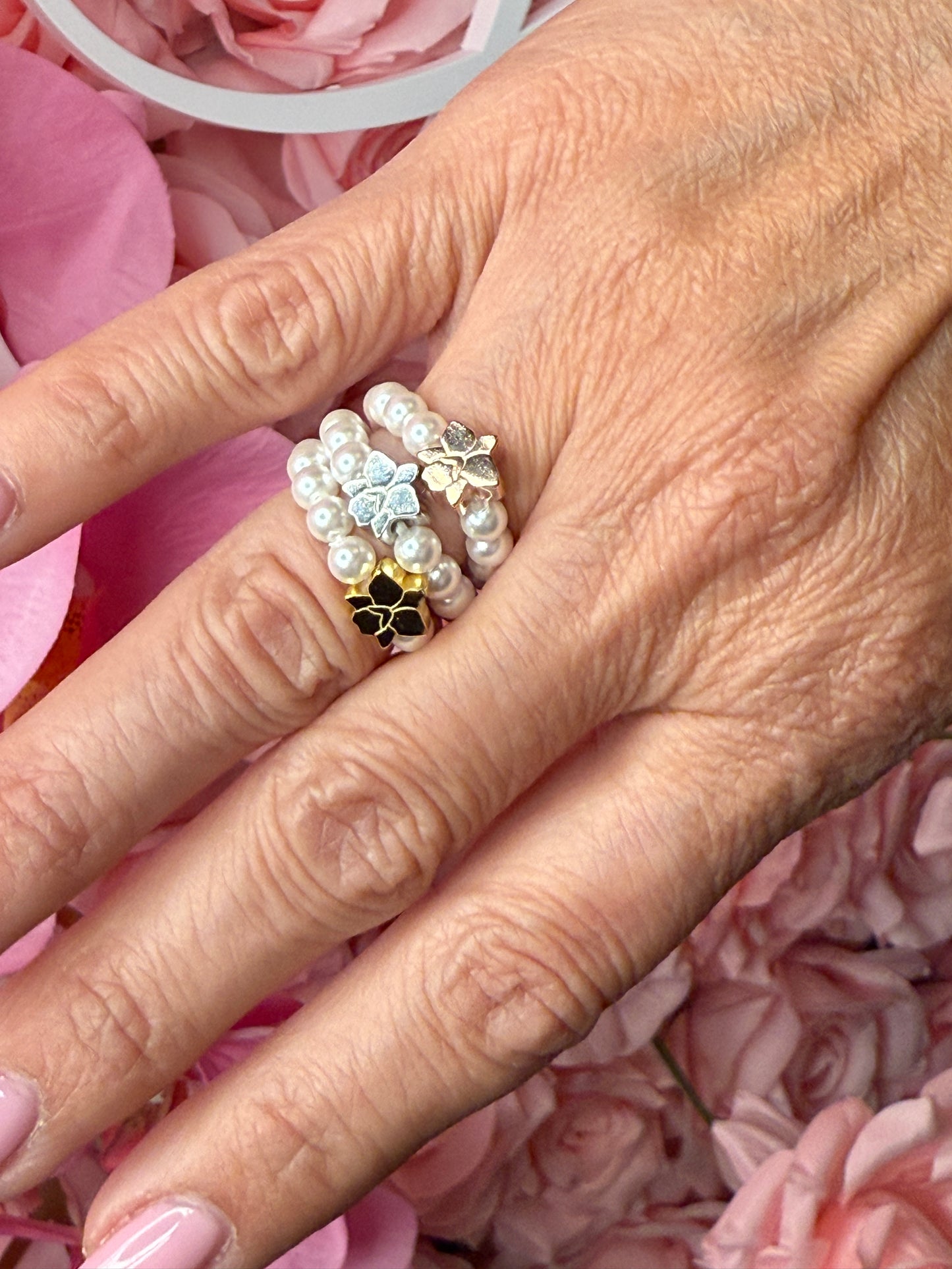 Pearl Orchid Ring: Cattleya Stackable Ring