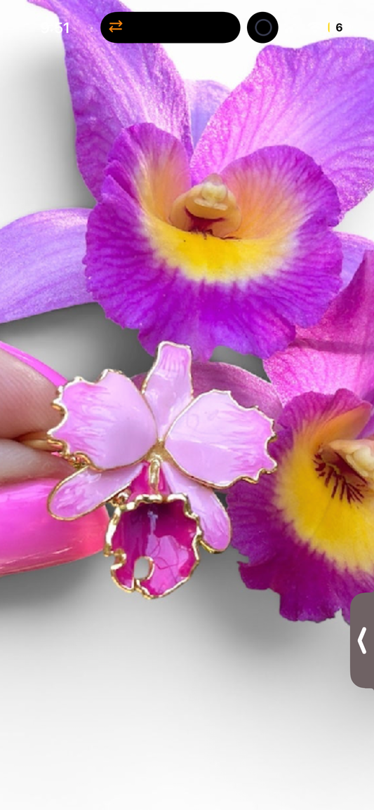 Drama Collection:  Pink Splash Cattleya Dowiana Orchid Statement Ring